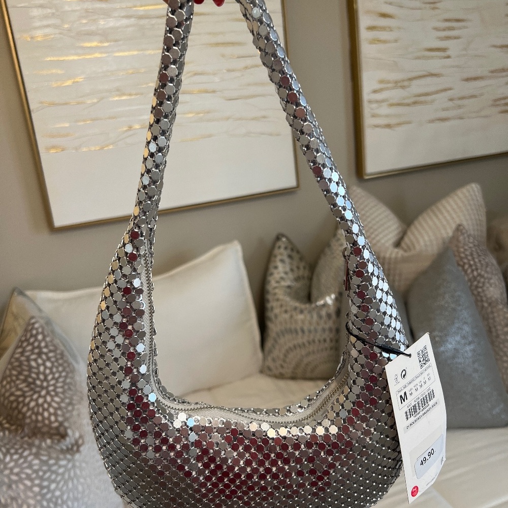 NWT Zara Metallic Mesh Shoulder Bag